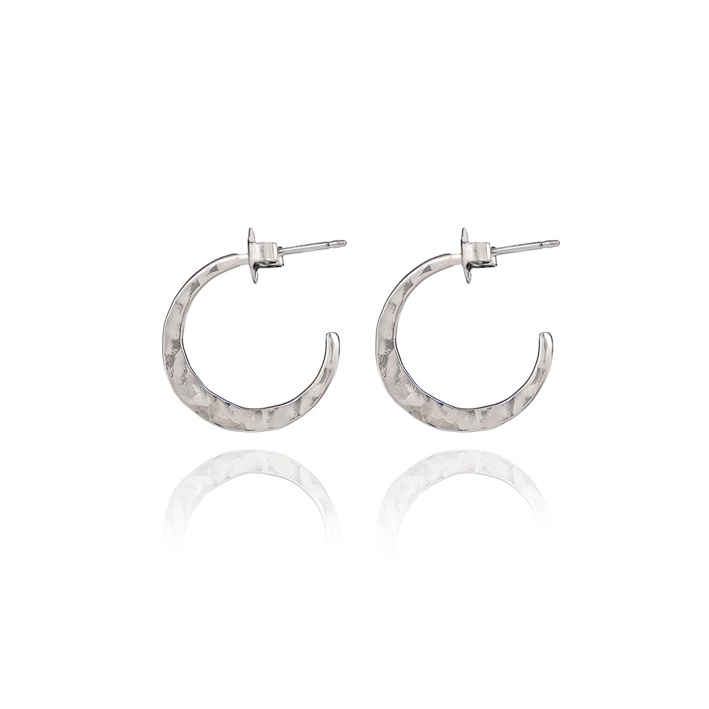 Hammered Hoop Post Earrings