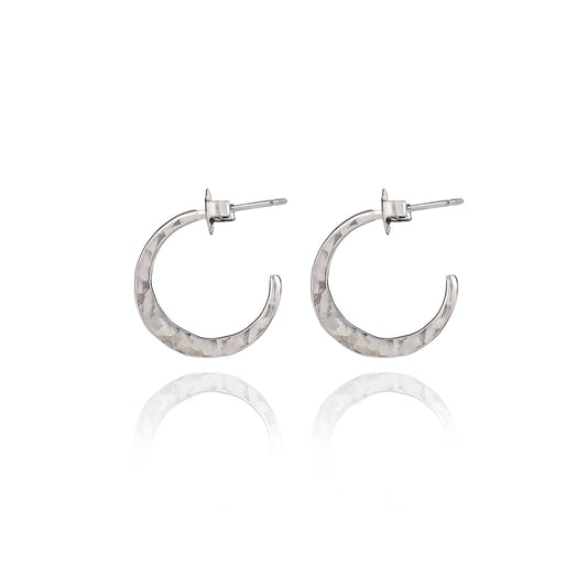 Hammered Hoop Post Earrings