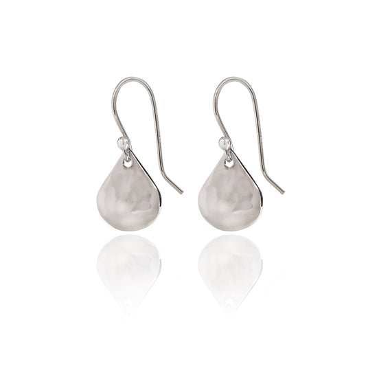 Hammered Teardrop Earrings-Silver