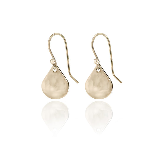 Hammered Teardrop Earrings-Gold