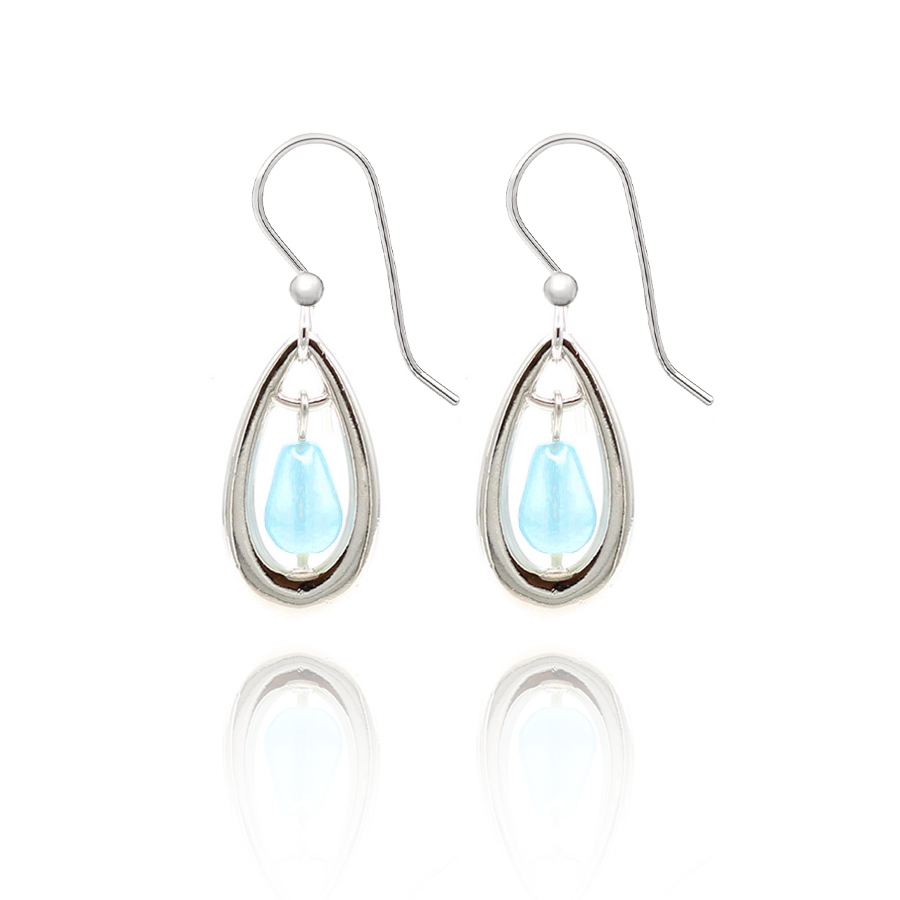 Open Tear Earrings-Blue Agate