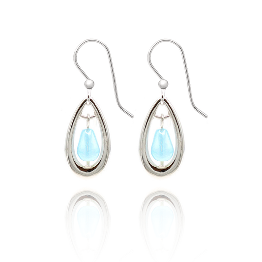 Open Tear Earrings-Blue Agate