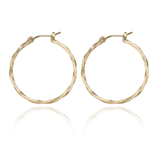 Medium Twisted Hoop Earrings-Gold