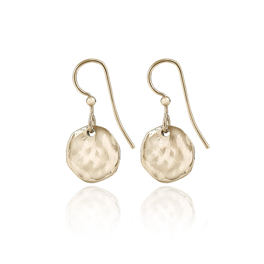 Hammered Disc Earrings-Gold