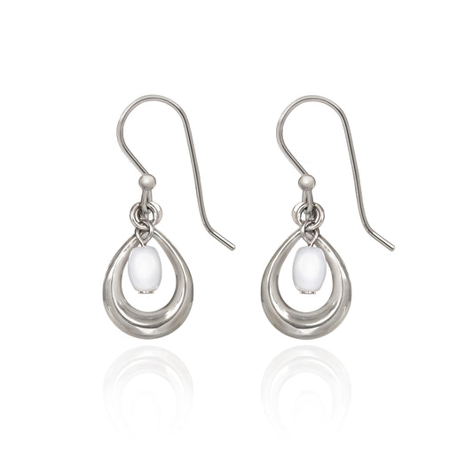 Open Oval Earrings-Silver