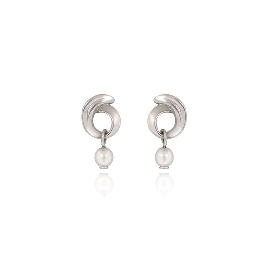 Curl Earrings with Pearl Drop