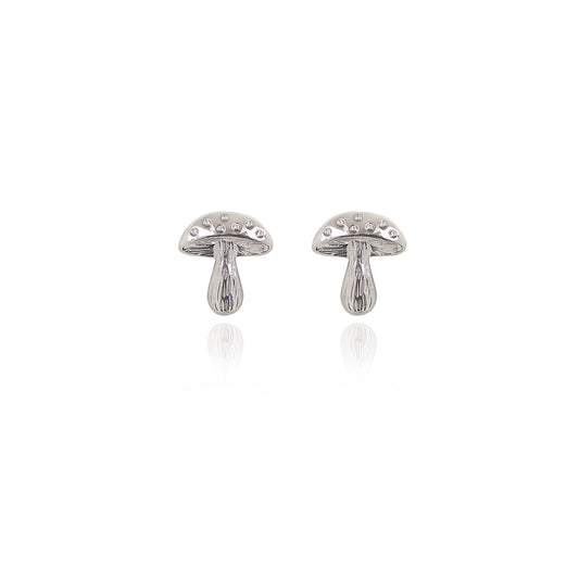Mushroom Earrings-Silver