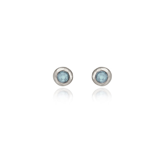 Organic Frame Stone Earrings-Blue