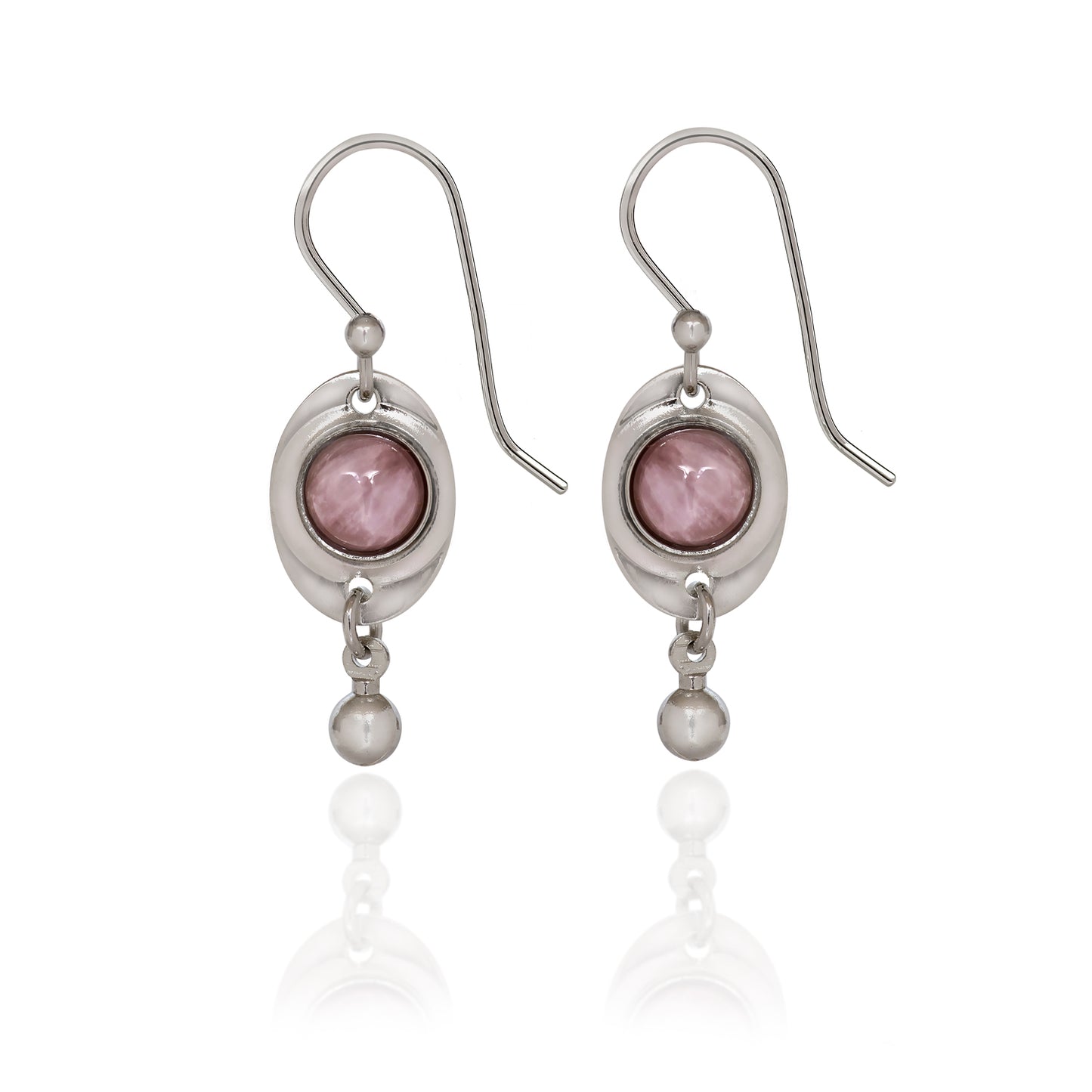 Framed Oval Earrings-Amethyst