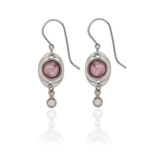 Framed Oval Earrings-Amethyst