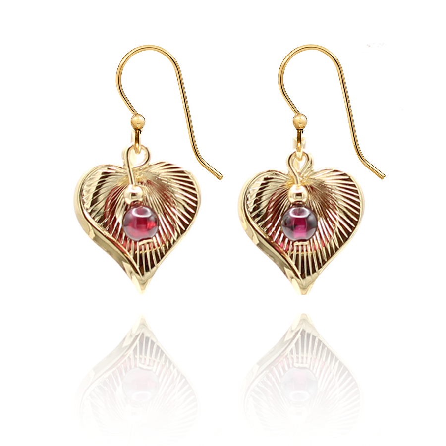Ribbed Heart Earrings-Gold