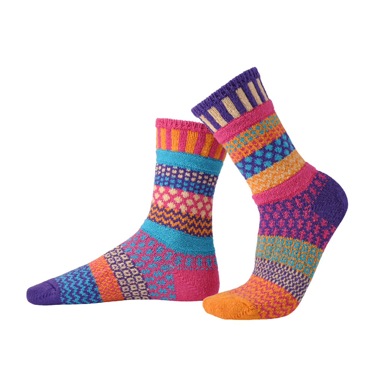 Mismatched Crew Socks-Sunny