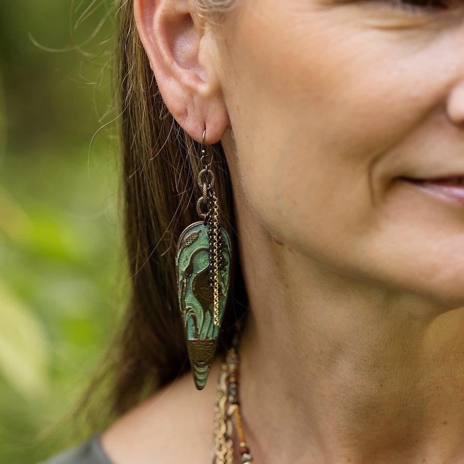 Wildflower Heron Earrings