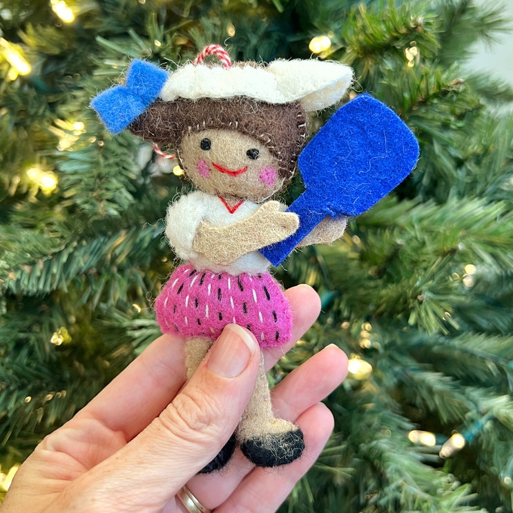 Wool Ornament-Pickleball Girl