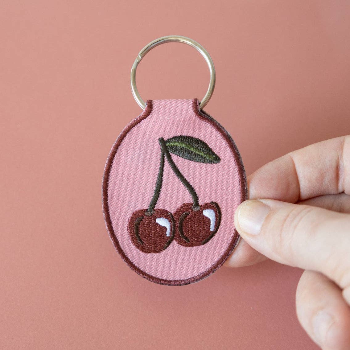Cherry Embroidered Keychain
