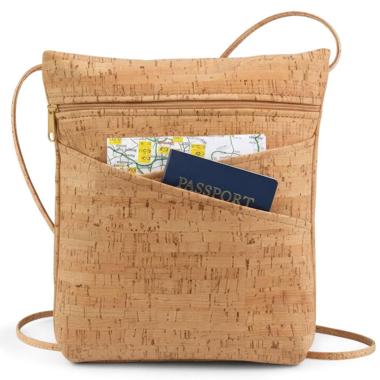 Cork Crisscross Pocket Crossbody Bag