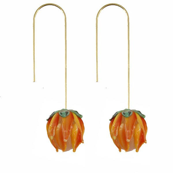 Glass Blooms Earrings-Orange