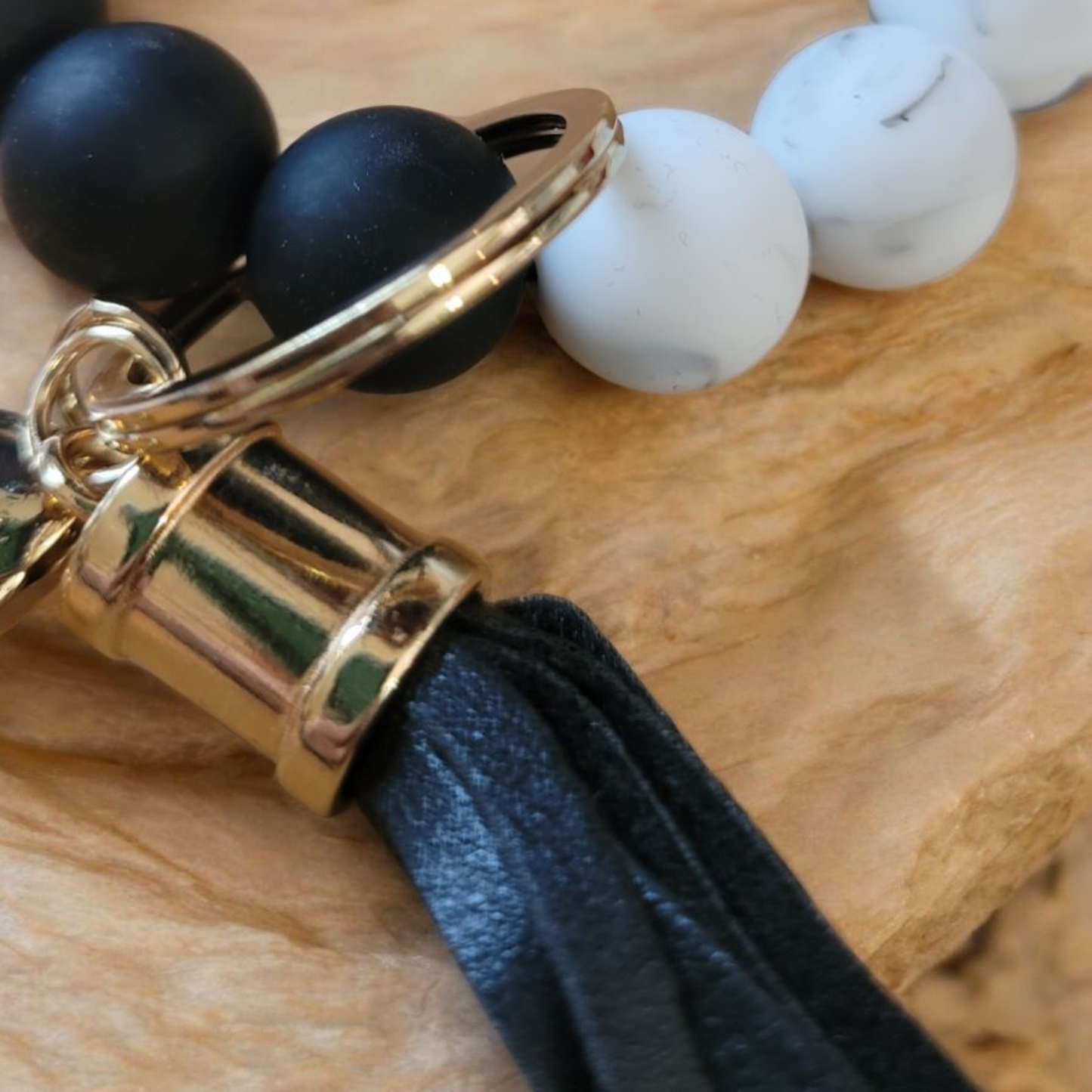 Black & Marble Silicone Wristlet Keychain