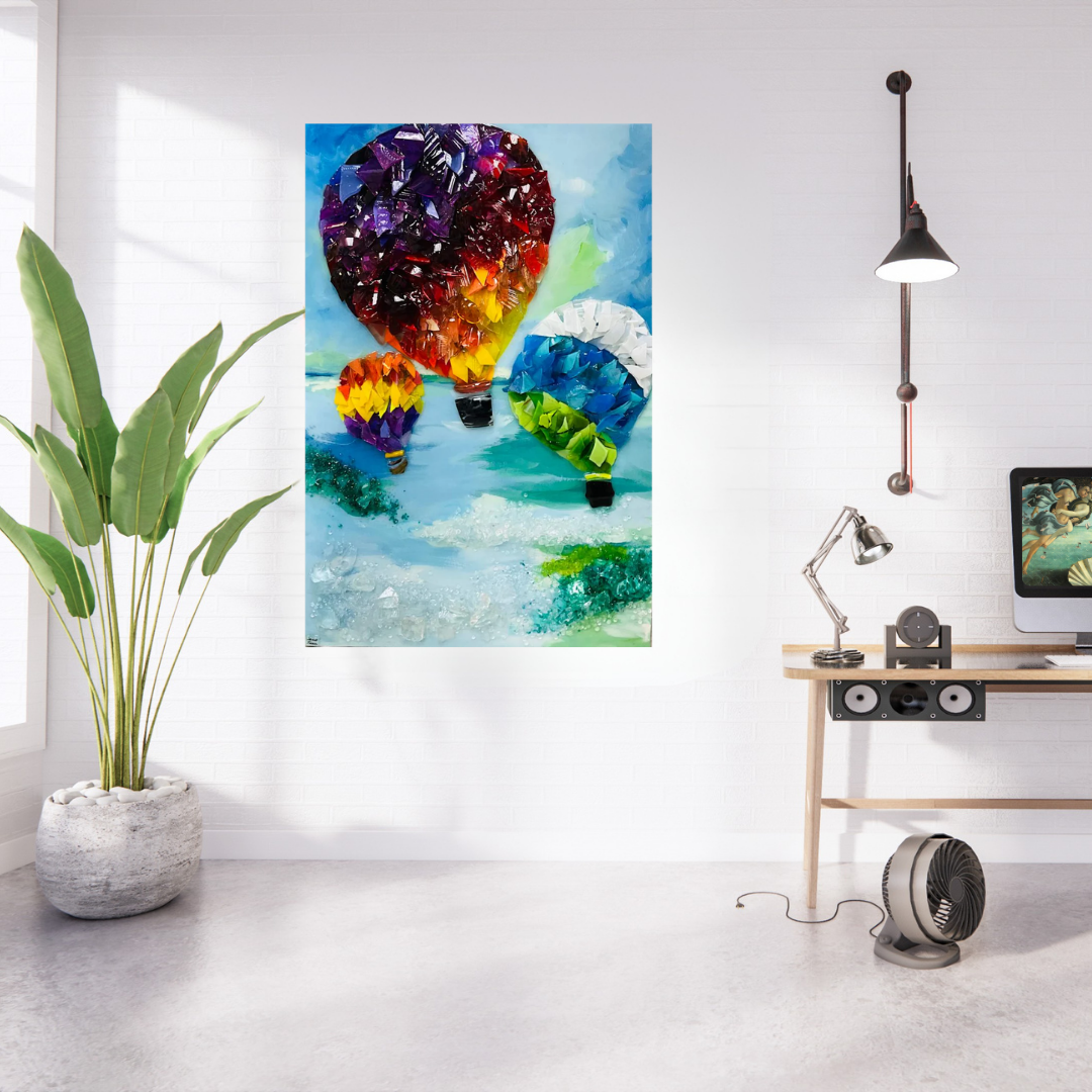 Shattered Glass Art-Hot Air Balloons