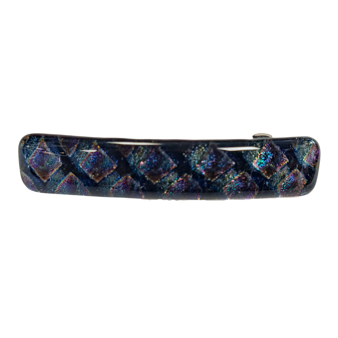 Dichroic Glass Tie Dye Barrette-Small