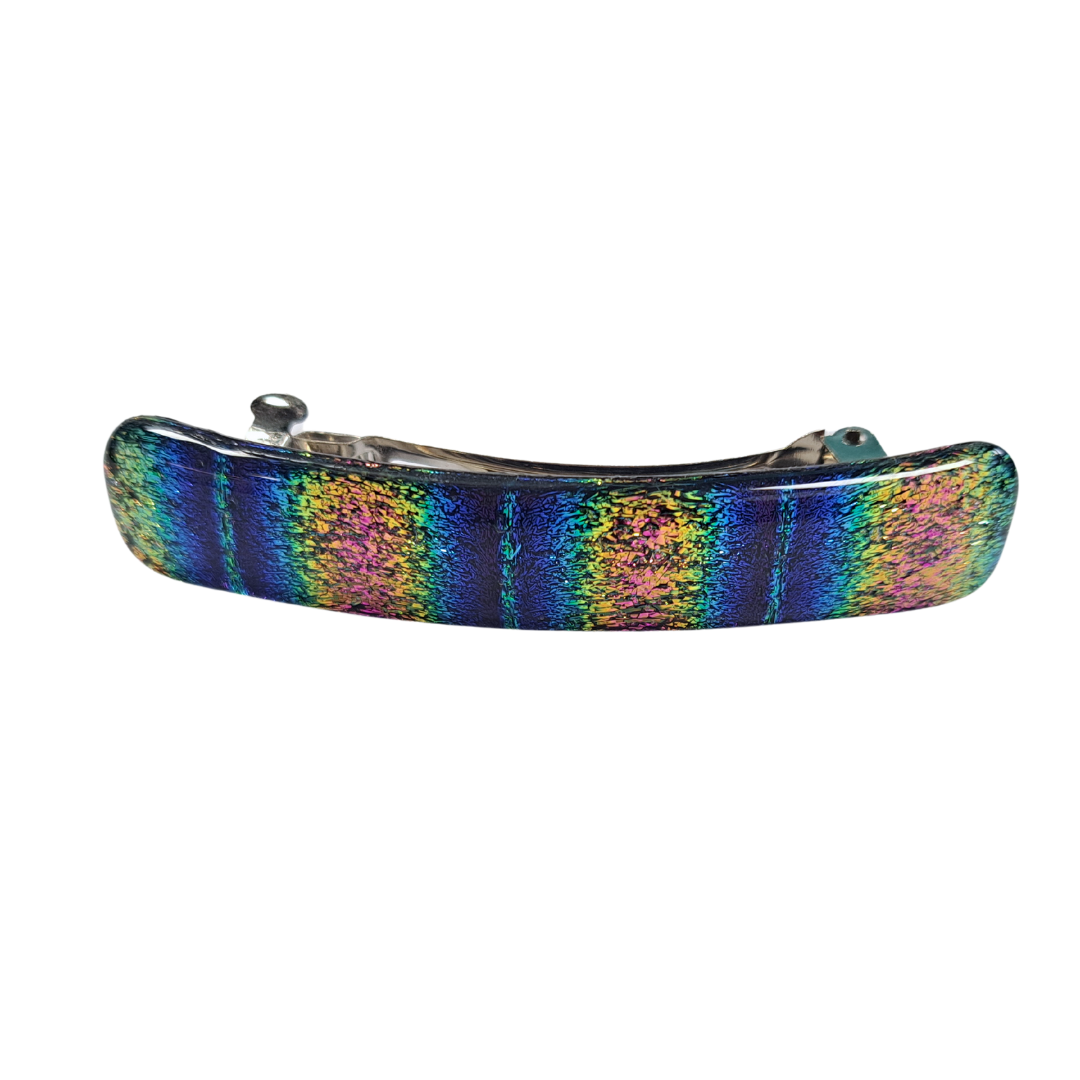 Dichroic Glass Tie Dye Barrette-Small