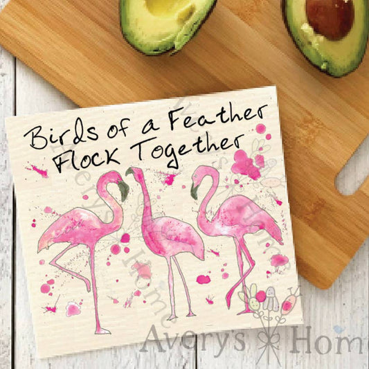 Swedish Dishcloth-Flamingo Friends