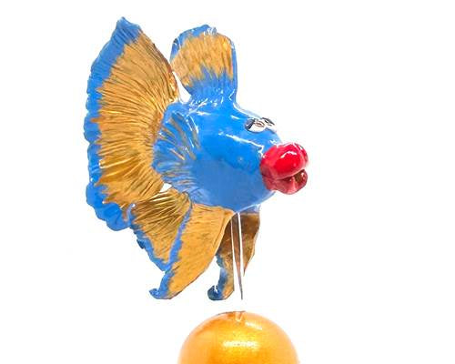 Betta Fish Sculpture, Md-Blue & Gold