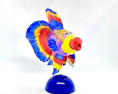 Betta Fish Sculpture, Md-Blue, Red, Yellow