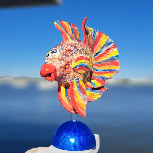 Betta Fish Sculpture, Lg-Rainbow