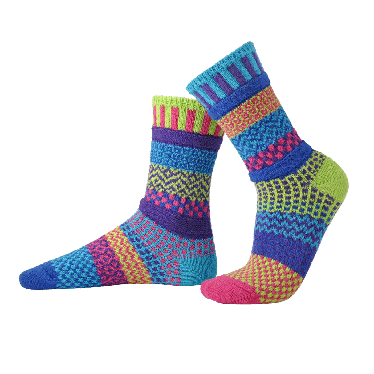 Mismatched Crew Socks-Bluebell