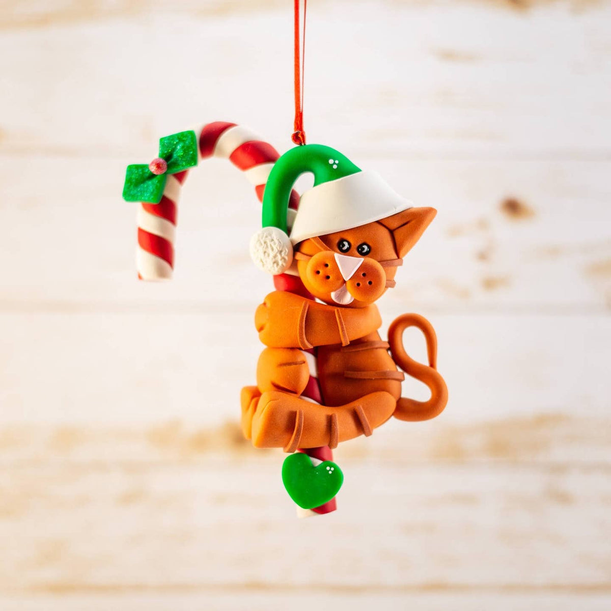Candy Cane Cat Ornament