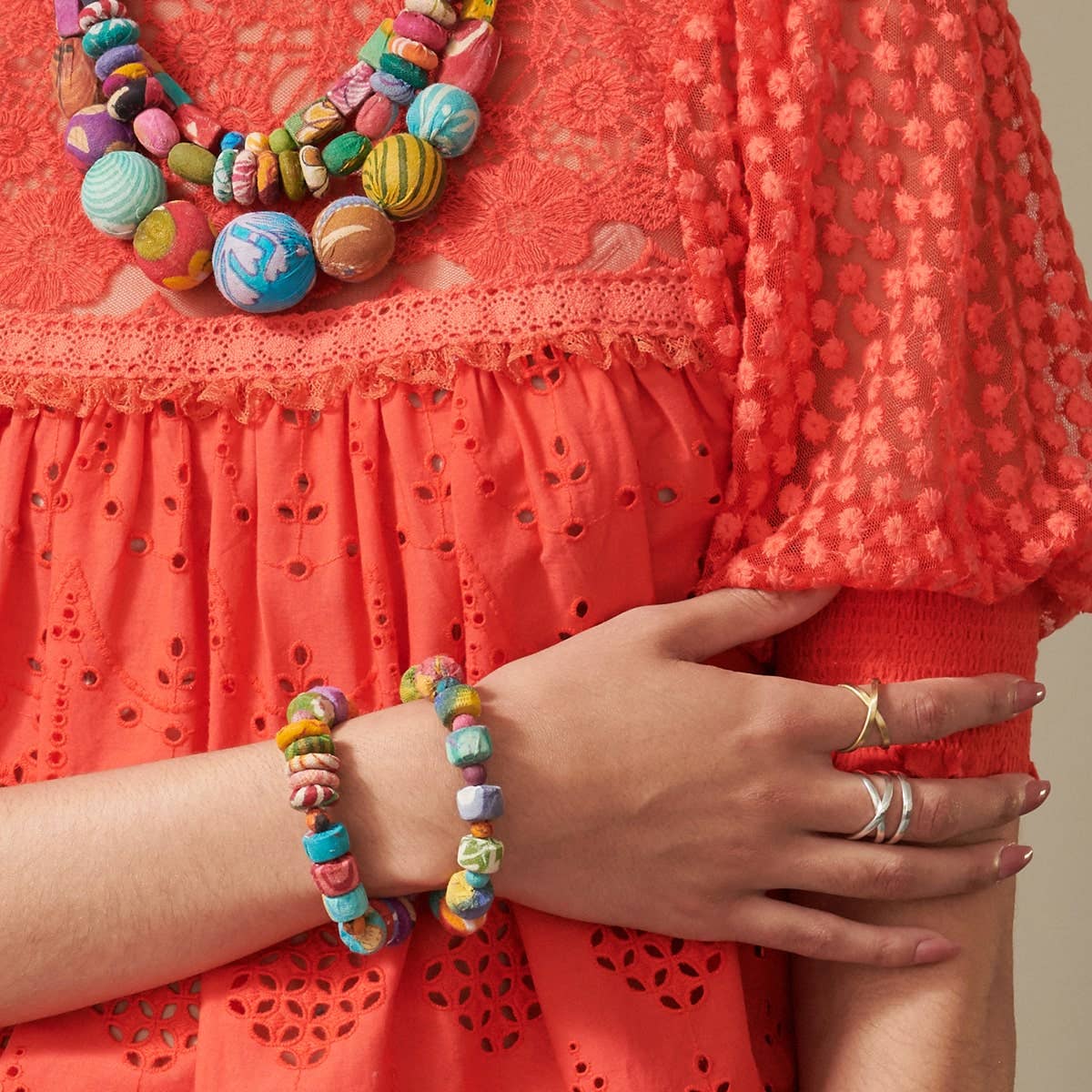 Kantha Spherical Motif Bracelet
