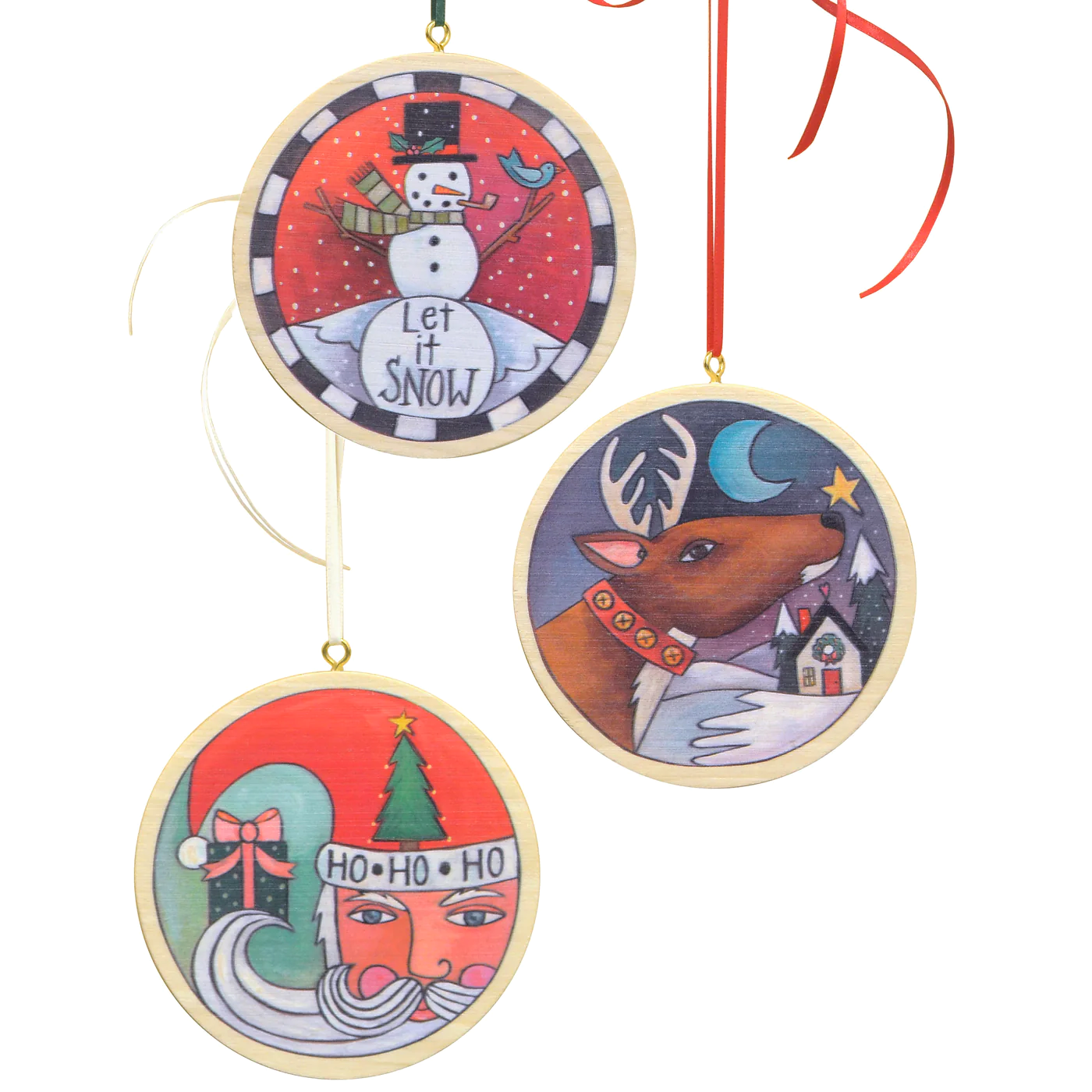 Circle Christmas Ornaments-Set of 3