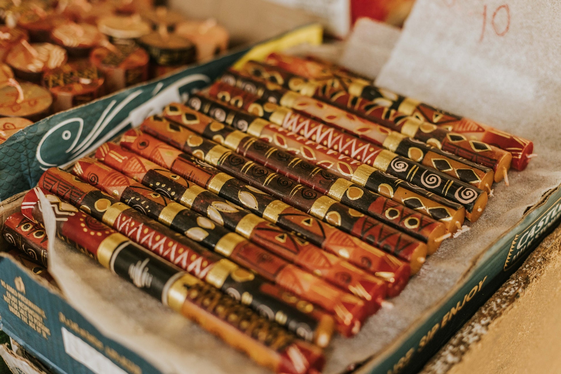 safari gold painted candles