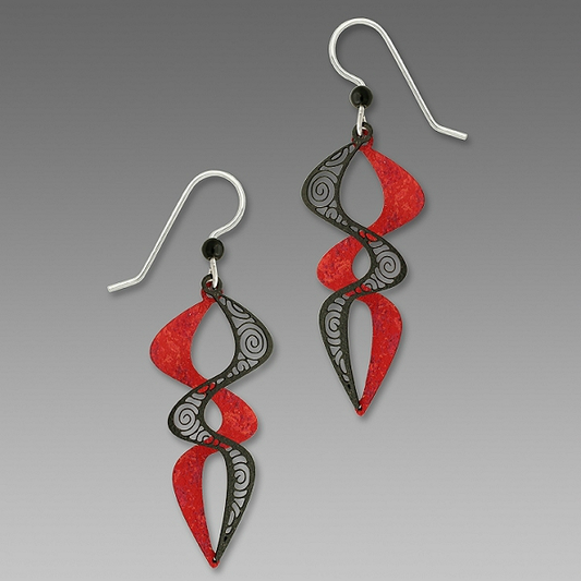 Red & Black Filigree Earrings