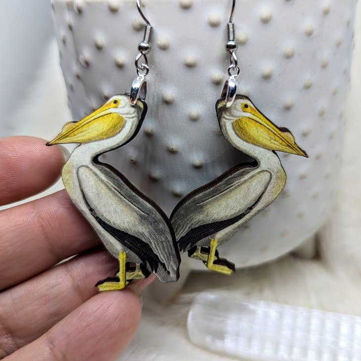 Pelican Wood Earrings