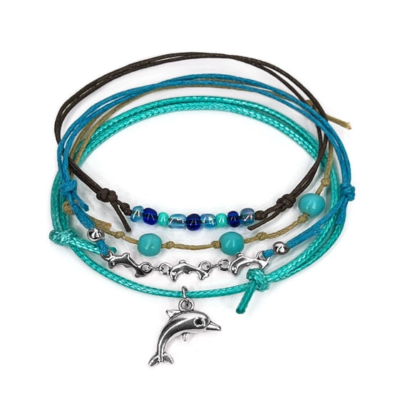 Charm Bracelet Set-Silver Dolphin