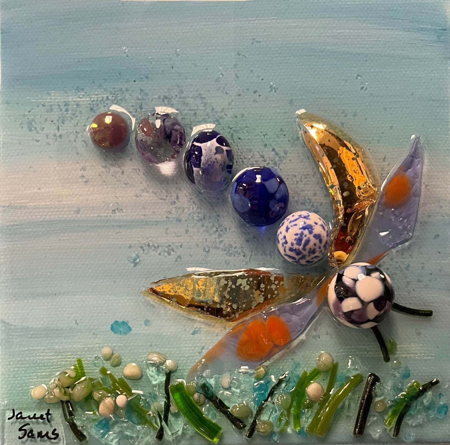 Mini Glass Collage-Dragonfly