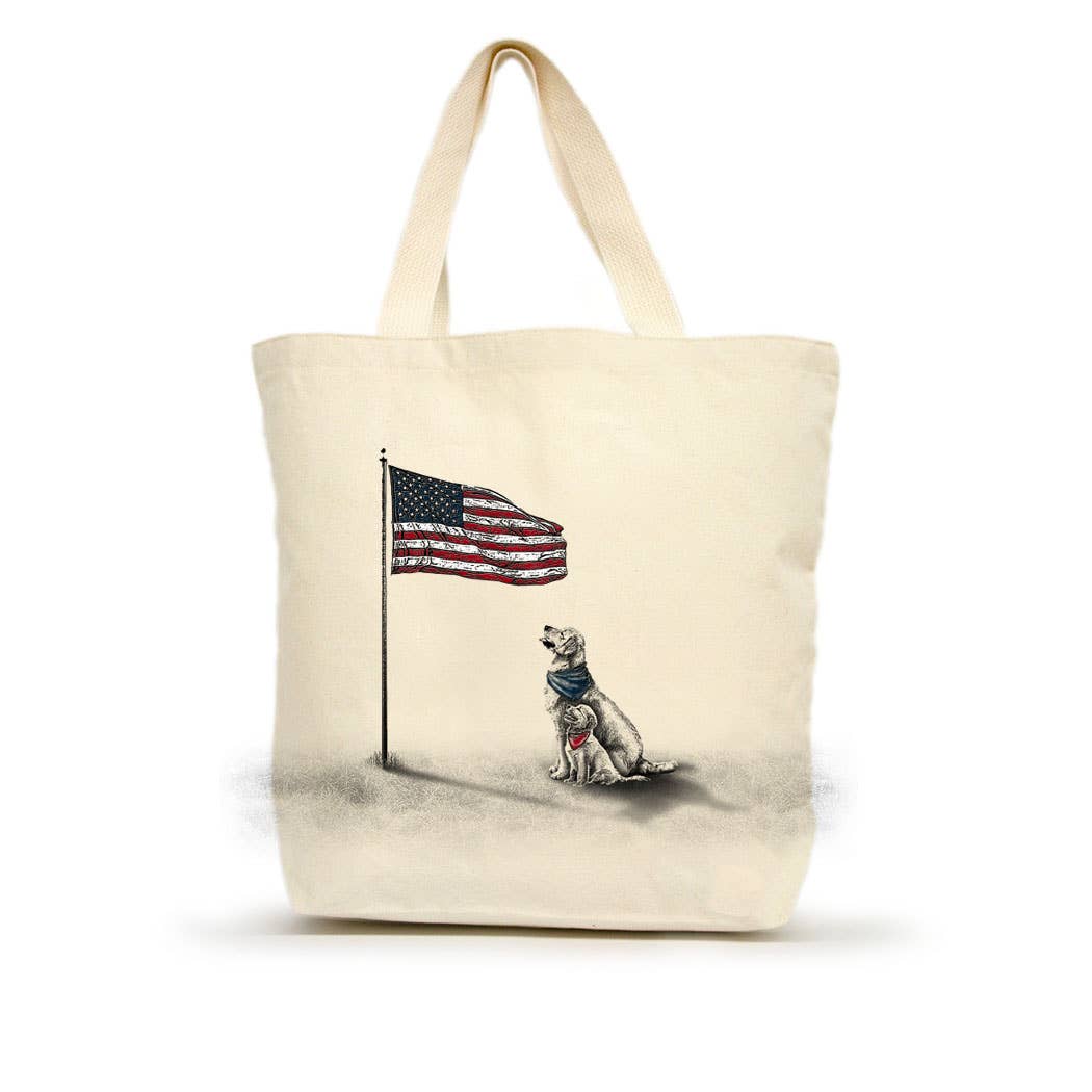 Dogs with Flag Tote