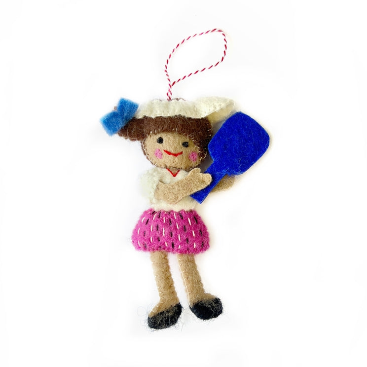 Wool Ornament-Pickleball Girl