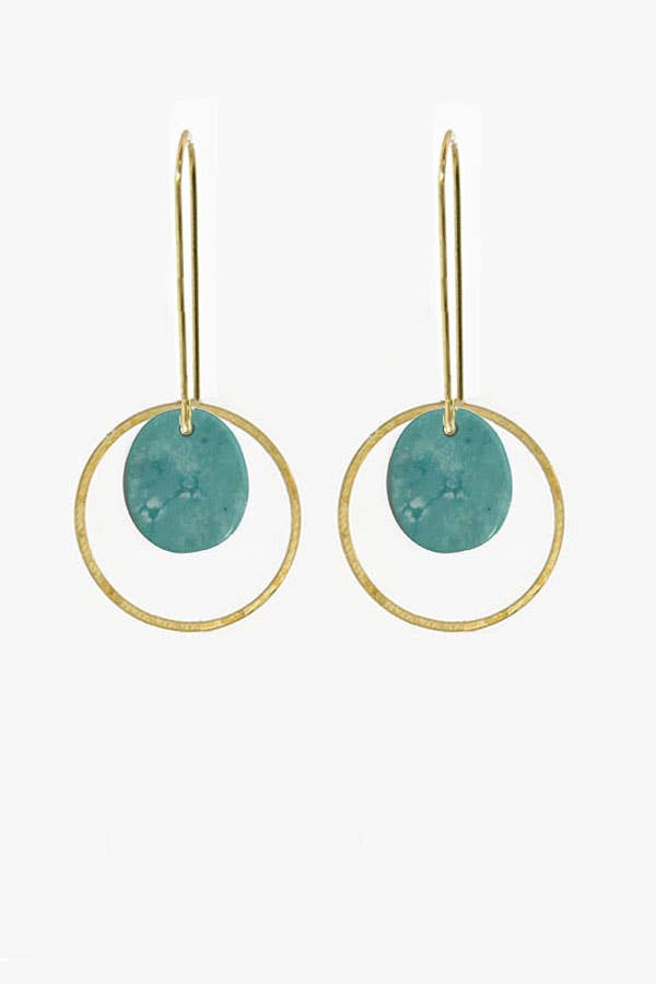 Hoops Earrings-Blue Dot