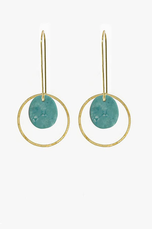 Hoops Earrings-Blue Dot