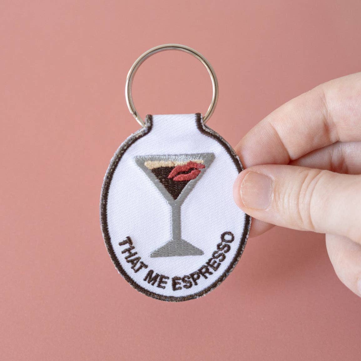 Espresso Embroidered Keychain