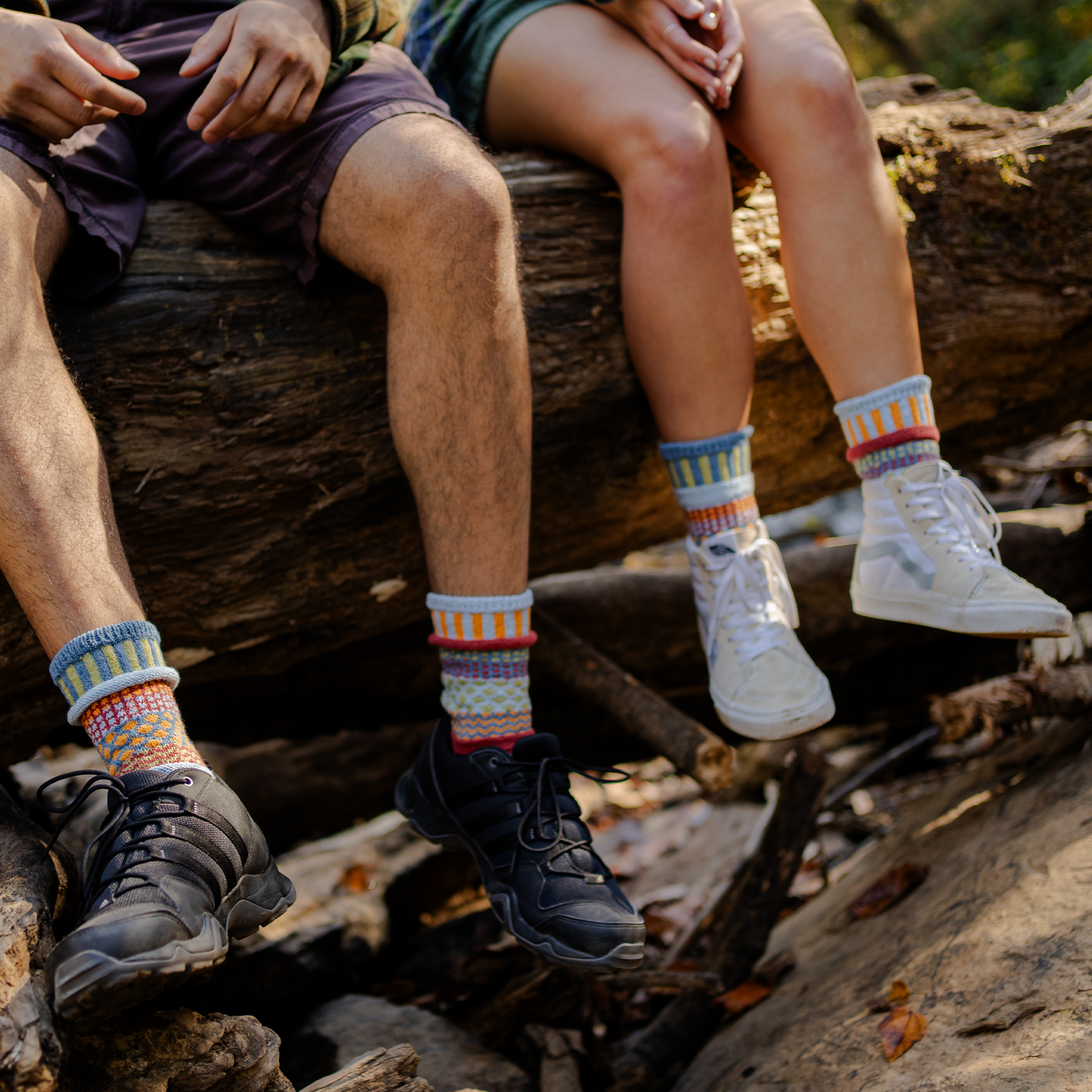 Mismatched Crew Socks-Fig