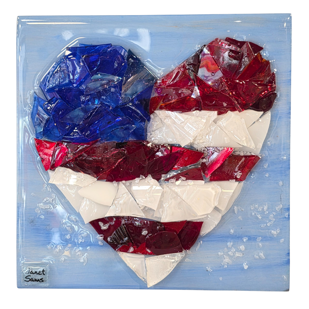 Shattered Glass-RWB Heart