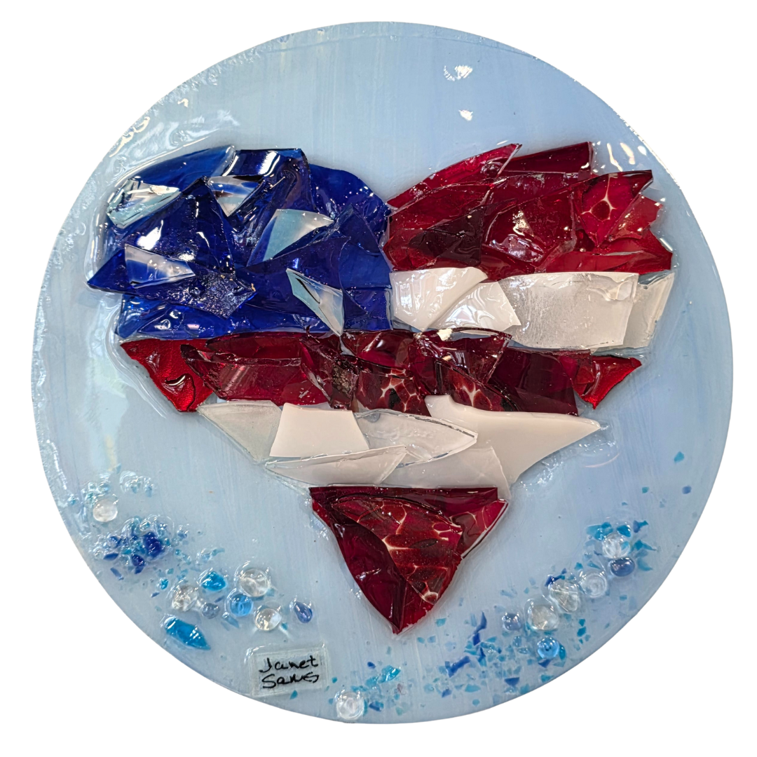 Shattered Glass-RWB Heart