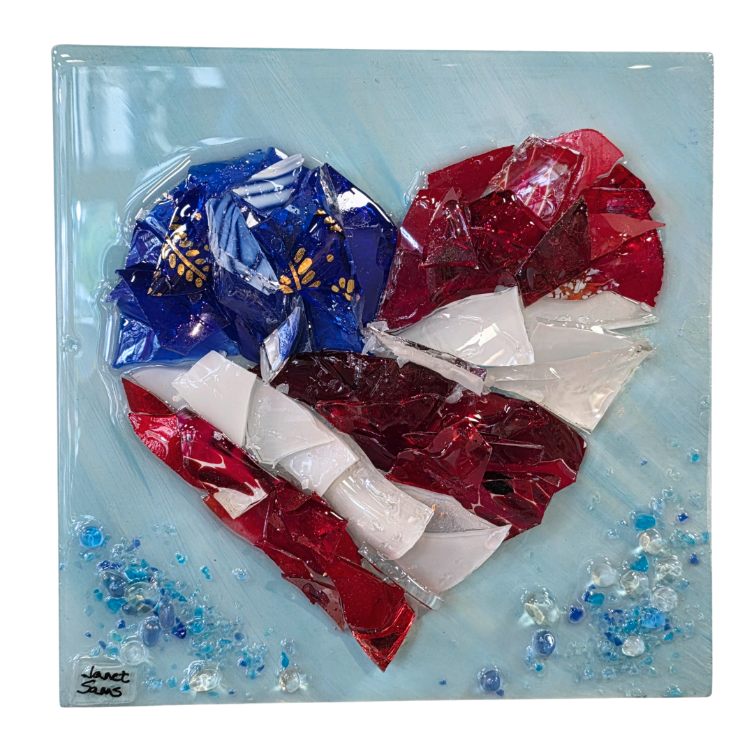 Shattered Glass-RWB Heart