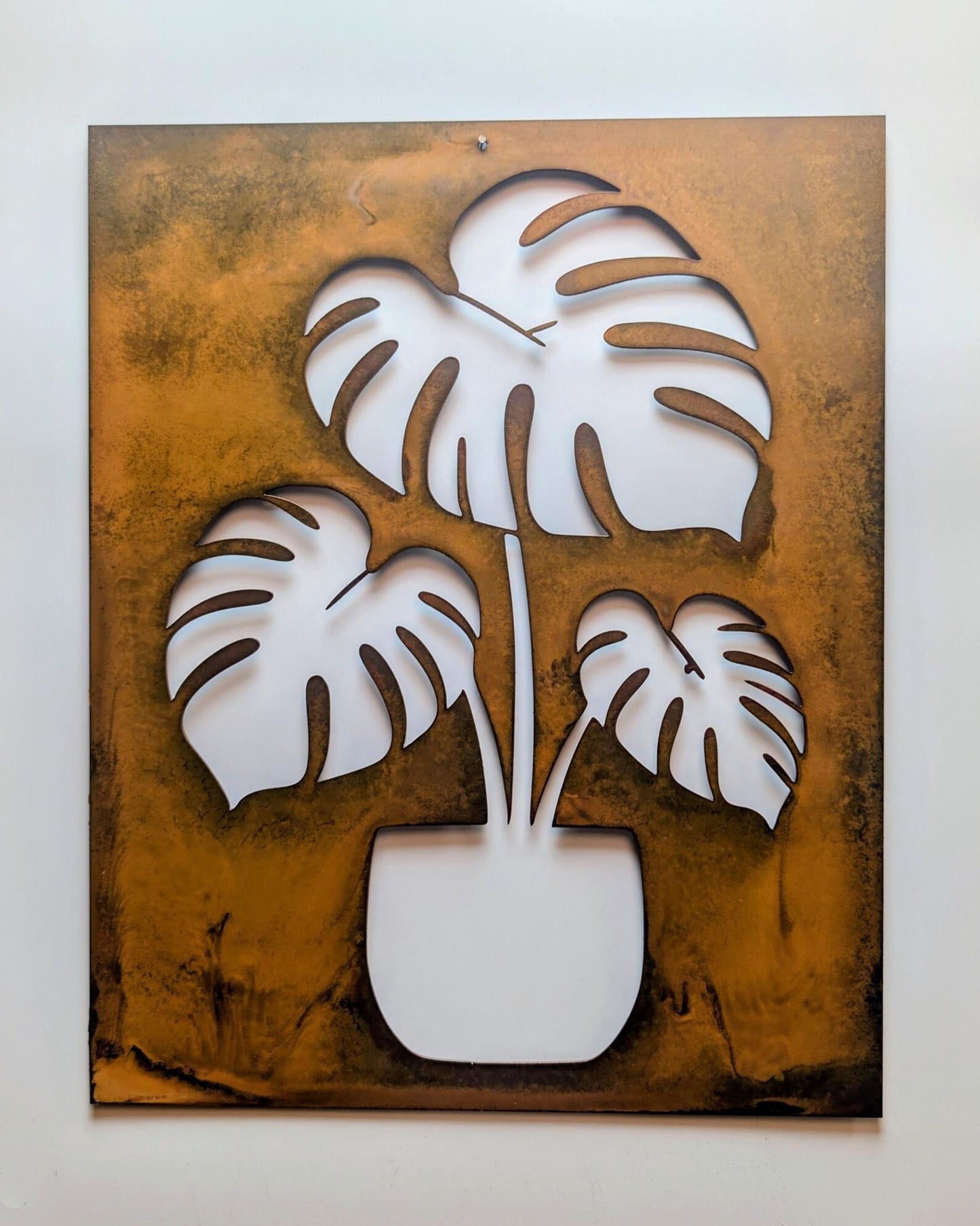 Modern Houseplant Metal Wall Art