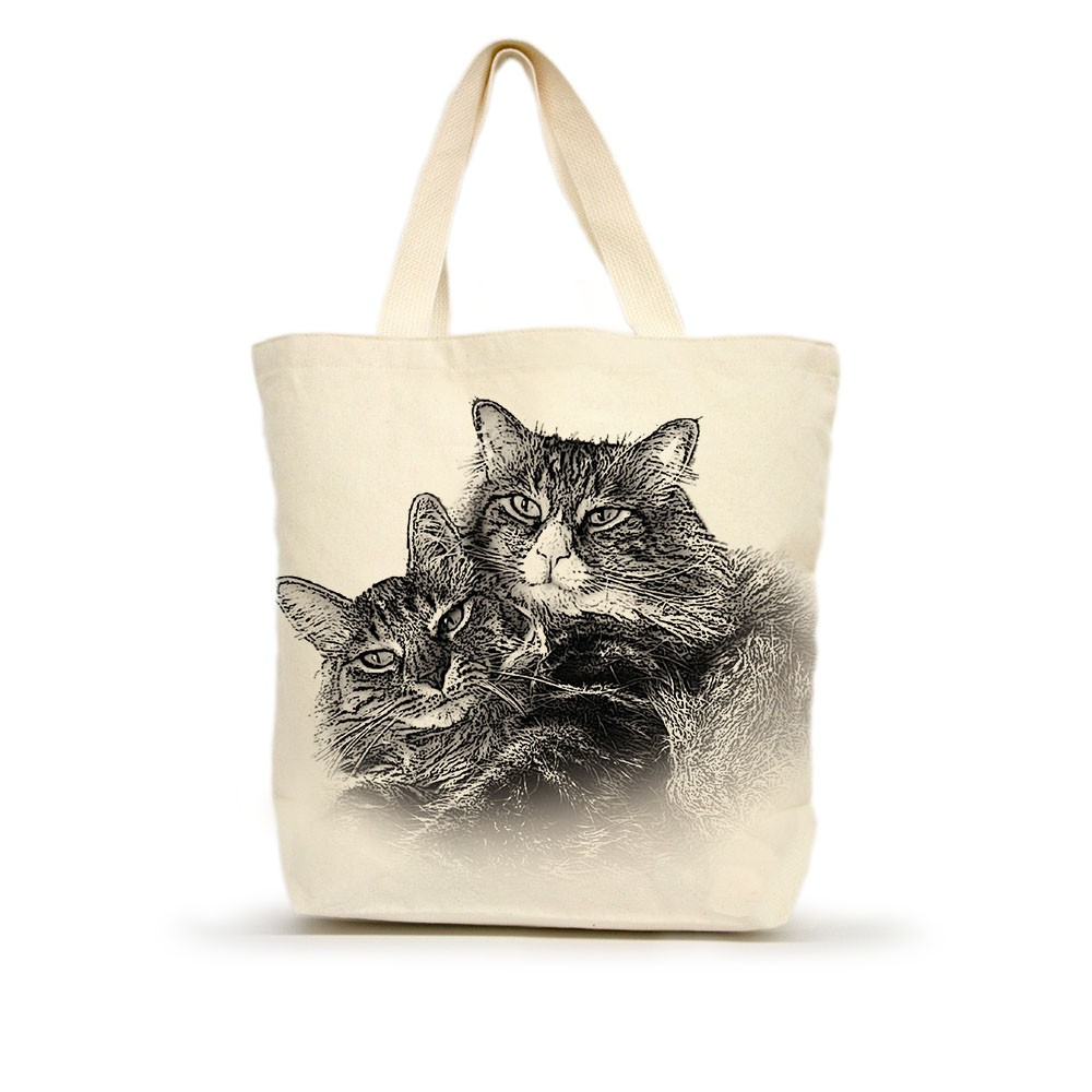 Medium Tote Bag-Cuddle Cats