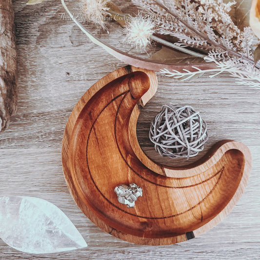 Crescent Moon Wood Tray